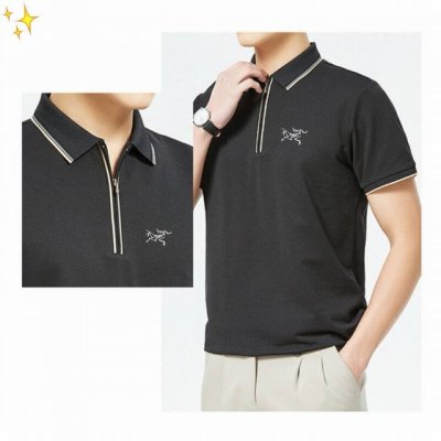 arcteryx 始祖鸟经典官网款 领子条纹撞色翻领polo衫 -采用原版Zp一致定制索罗娜双珠地面料 螺纹同缸定染对格对纹零色差 Yb一样克重250G 独家品