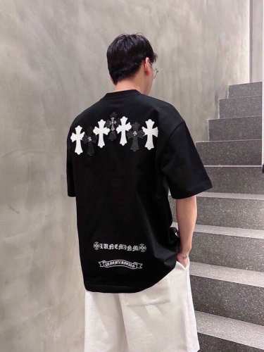 Chrome Hearte 克罗心 Ch Ss早春新款 十字架马蹄克罗心梵文 立体贴布秀工艺 纯棉双纱汗布面料 同缸定染特种加粗32支双股1X1螺纹 .轻奢主义