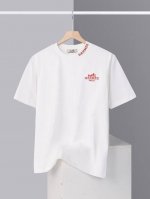 hermes 爱马仕，2025 Ss春夏限定款 领口Logo刺绣 简约百搭圆领短袖T恤男女同款 高品质，高克重，280克 .爱玛仕 新款T恤，刺绣字母品牌Log