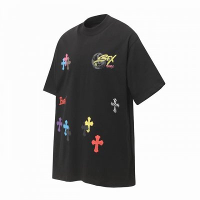 Chrome Hearts Ch 克罗心涂鸦十字架嘴唇手绘印花短袖T桖 聘请多年从事专业手绘师傅制作，每一件都是艺术品 五金辅料均开磨定制 正确配置 黑色202