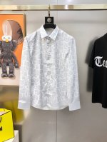 h*Rmes 爱马仕早春新款男士原单休闲长袖衬衫 官网同步售卖 时尚潮款 高版本 爆款 高清数码直喷印花Logo图案设计 原版纽扣 定制双股120支府绸棉面料