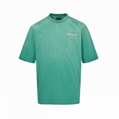 balenciaga 巴黎世家 25Ss 可乐刺绣炒色水洗破洞短袖 夏日多巴胺复古炒色可乐波浪刺绣破坏系列 采用巴黎25年最新款面料 胸口刺绣及后背大Logo刺