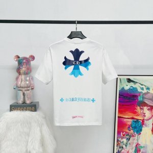 款号 K09 原版原标 ch蓝色飞镖图案十字架歌地文渐变短男女宽松采用250克双纱纯棉面料 三标齐 高版本 黑白两色S-Xl