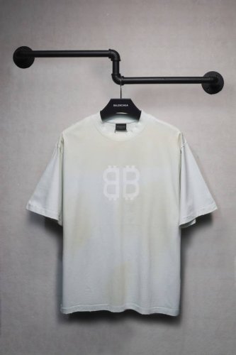 Aeniaa 巴黎前后双B手绘泥染 短袖T恤 克重240 磨破 做旧 工艺洗水处理 椭圆裂纹机印花 数码直喷网点工艺 对位整齐 无毛边 进口环保浆料刮浆 效果立