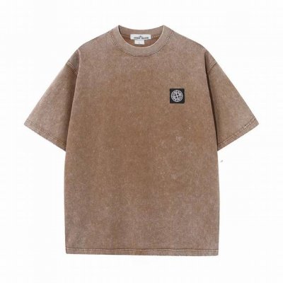 上新 Stoneisland石头岛水洗做旧复古夏季新款小方标工装十字徽标短袖T恤 重工水洗做旧效果工艺 区别市场通货 经典袖章 320G纯棉双纱面料 宽松版型