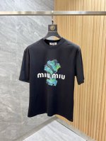 Miumiu 2025年春夏新品上新 三标齐全 丝光棉圆领短袖T恤 好货不用过多介绍 看细节 专柜码数 M-Xxxl 175 140建议L