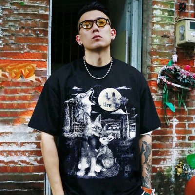 顶级洗水版本 D09# -Drew House 水洗做旧饿狼满月笑脸印花重磅高街短袖T恤 情侣款- 顶级复刻，原版原包装，最高品质跑量，上下渐变，真重磅做旧，喷