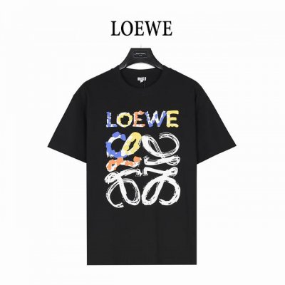 loewe 罗意威 25Ss 涂鸦彩绘字母Logo印花短袖T恤 客供高克重定织260G32织双纱棉面料制作 面料手感扎实垂坠 亲肤透气 前幅采用进口机数码直喷