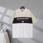 b161# 市场顶级品质 Balenciaga 巴黎世家2025Ss 双环色系拼接系列字母印花短袖T恤 印花进口康丽机直喷工艺 市场顶级的质量 官网品质 罗纹定