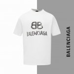款号#Z14 巴黎双B残缺字母印花圆领短袖 balenciaga官网一致款式 面料 32支双纱280克纯棉面料 同缸同色织染螺纹 颜色一致 工艺 进口机器白墨直