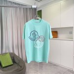 Moncle* 蒙口2025夏季新款 个性Logo印花 定制面料300 短袖T恤 男女同款 尺码：S M L Xl Xxl 五个码 颜色：黑色 湖绿色 天蓝色