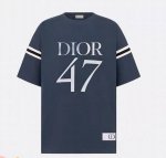 Dior 47标志印花短袖 320克重、Os专柜对版版型 重工水洗现货更好 颜色、深蓝色、白色 尺码、Xs.S.M.L