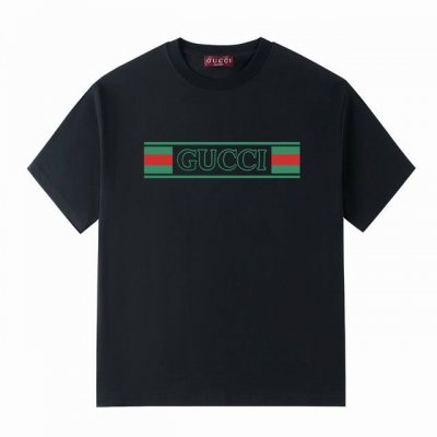 G家25夏日系列 Gucci经典红+绿配色Logot恤 -采用双纱纯棉250G 短T 三标齐全 面料颜色定制定染 不缩水不退色 手感舒服 质感超强潮男潮女必备经