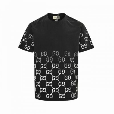 Gucci 古驰 双G印花渐变短袖 情侣街拍的时尚款短Tee，炸街系列 经典再现的双Gg印花Logo设计，一目了然的品p价值直接输出 大Logo的设计款，就是这