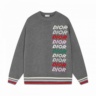 dior迪奥多色字母Logo提花条纹圆领毛衣 颜色 杏色 灰色 码数 S M L Xl Xxl