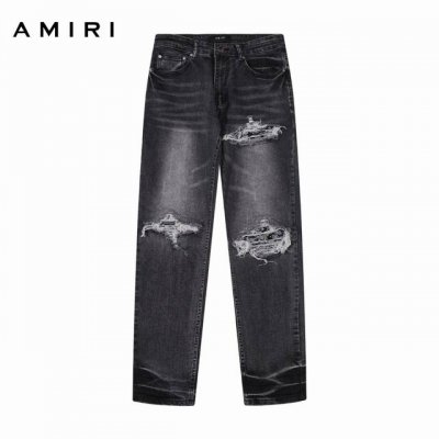 原单 款号：A102 上新 Amiri 水洗破洞拼接高街修身牛仔裤长裤- Amiri音译为埃米尔，是创始人的名字，Amiri的创始人Mike Amiri从小就在