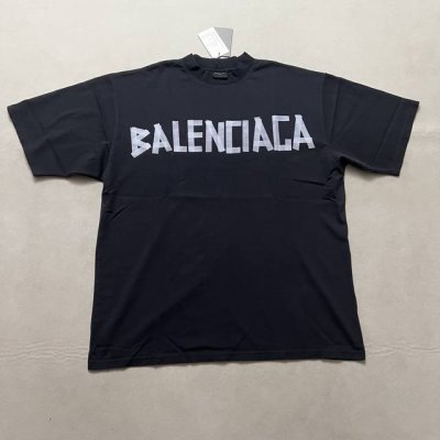 Balenciaga美纹纸胶带字母圆领短袖