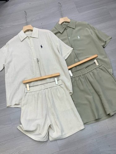 ralph Lauren 拉夫劳伦小马刺绣棉麻套装 自带慵懒松弛感，垂坠感一绝 显高显瘦Yyds透气性封神，夏天也能清爽一整天，男生也可以拥有清爽夏日！ 不用想