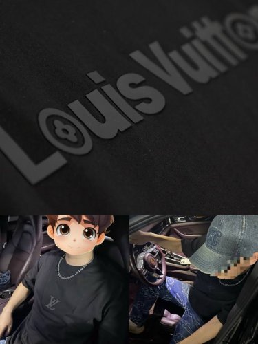 上身&细节# Louis Vuitton 路易威登Lv 25Ss新款经典Logo 字母硅胶压花款短袖圆领T恤 Louis Vuitton 法国路威酩轩集团-Lv