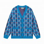 gucci古驰 经典格子双G开衫羊毛毛衣 颜色 蓝色 码数 S M L Xl Xxl