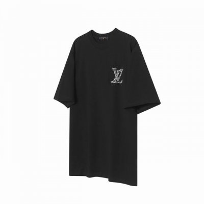 90「L53」 lv/路易威登 25Ss珍珠烫珠Logo短袖 面料采用280克重精梳棉，定制32支1*1螺纹，成衣两遍水洗处理，面料舒适亲肤无异感，定制定染面料
