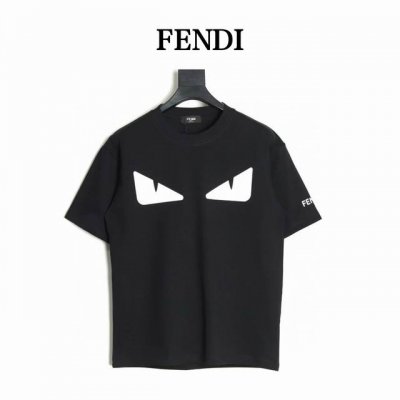 fendi 芬迪 25Ss 硅胶眼睛短袖T恤 面料采用定制240G 26支特滑双股精棉平纹高密无尘全棉布料 前幅高密度加厚 走线平整 代工品质 全套定制辅料 尺