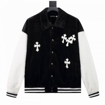 款号Y613 Chromehearts 克罗心 刺绣字母羊羔毛拼接棒球服外套 渠道精品 潮男潮女Zui爱的棒球服夹克，市场各级版本都有 细节你们一定要对比 ，最