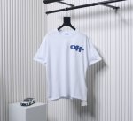 Off Ow White 蓝色字母圆领短袖 所有面料以及螺纹均为订织定染，所有面料颜色均经过色卡比对定染面料，复古印花水洗做旧短袖，无性别宽松廓形剪裁，采用28