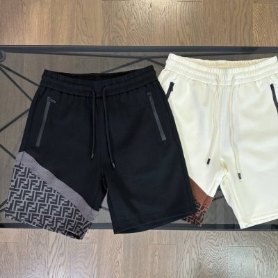 Fendi 芬迪2025新款拼接满印Logo休闲短裤五分裤 Gw新款，采用高清数码直喷工艺拼接大毛圈设计，色泽清新 松紧腰围，定制抽绳Logo，搭配口袋压胶拉链