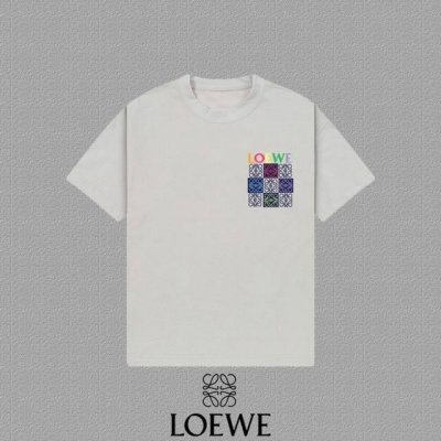 loewe 罗意威] 2025Fw短袖T恤 Logo印花 高端26S双纱300克面料 重磅面料 定制拉架罗纹同缸同染 三标齐全 男女同款 颜色：黑色 白色 灰色