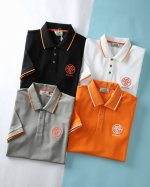 he爱玛* 25Ss春夏新款网眼珠地棉布翻领短Tee，男士经典橙色刺绣标识商务休闲短袖Polo衫！贸易公司渠道稀出，同步官Gw发售，商务职场精英必备款基础单品，