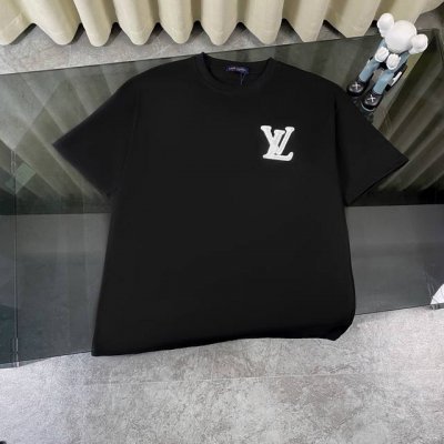 louis Vuitton 路易威登Lv 25Ss新款经典老花字母Logo贴布绣圆领短袖T恤 -面料采用320G %纯棉双纱面料 同缸定染特种加粗32支双股1X