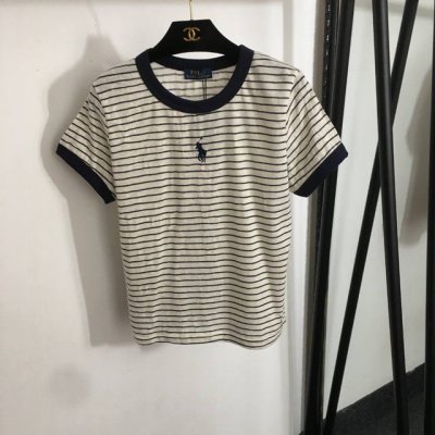 款号20252418 polo Ralph Lauren 拉夫.劳伦新款 马球刺绣条纹短袖竹节棉T恤，米白色，Sml， M码；肩宽36，胸围96，袖长16，长5