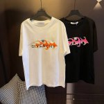款号 M014 Givenchy纪梵希Gvc 24新款 火焰印花短袖T恤 采用50支双股面料 1*1索罗纳罗纹 印花经3次菲林网版修改而成 火焰可以达到渐变而又