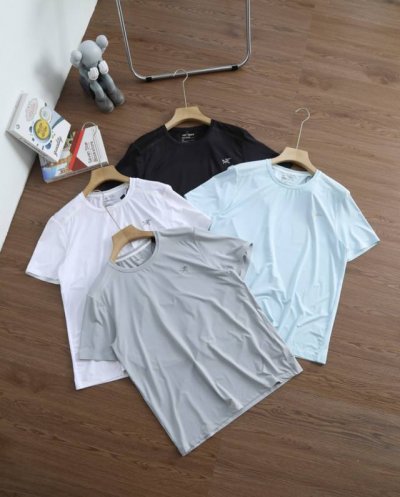上新 品牌：始祖鸟 Arcteryx 尺码：M-L-Xl-Xxl-Xxxl 颜色：黑色-白色-蓝色-灰色 类型：男士户外速干无痕圆领短袖 材质：无痕冰丝速干面料