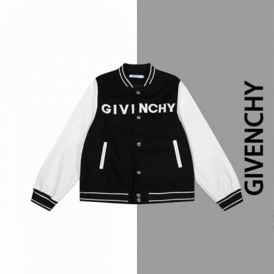 款号#F49 纪梵希拼皮压花刺绣字母棒球服外套 Givenchy官网一致款式 面料：双面尼750克面料袖子荔枝纹小牛皮 工艺：胸口经典字母刺皮袖子Zp一致压花