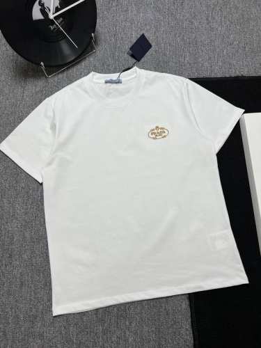 Prada 25S夏款 颜色 黑色 白色 尺码 S M L Xl 前小标刺绣 280G精梳紧密棉 高品质 男女同款