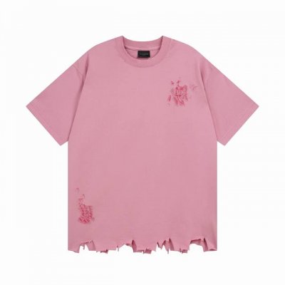 Balenciaga 巴黎世家2025 Ss 正面麦穗刺绣后背字母彩色手绘涂鸦色彩碰撞割烂做旧短袖T恤 本市场No.1的质量 真正天花板品质 全部原版开发注意细
