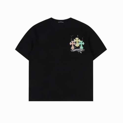 chrome Hearts 克罗心 霓虹十字架印花短袖 面料采用 克重精梳棉，定制32支1*1螺纹，成衣两遍水洗处理，面料舒适亲肤无异感，定制定染面料，纺织密度