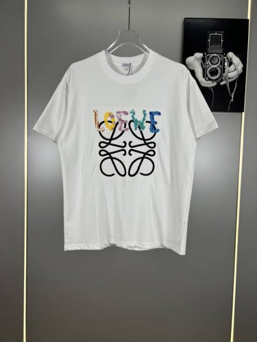 高端原版规格版本 罗意威 Loewe重工刺绣彩色Logo短袖T恤男女时尚同款 2025Ss新款纯棉双纱 定制面料采用威化布织法，超高端针织工艺，版型紧致立体，顺
