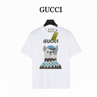 gucci 绅士小狗 短袖T恤 款号:Gg11 白色 240克重磅小落肩100%棉T恤 Os版型 宽松有型好搭配 采用精梳紧密赛络工艺 面料更耐磨 袖口以及下摆