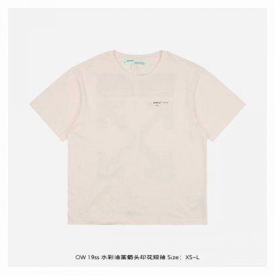 off White C O Virgil 19Ss 水彩油画箭头印花短袖 -正确版本，翻单重新购置 得物 版本重新校对细节 -正确杏白色版本，每一批都有些许缸差