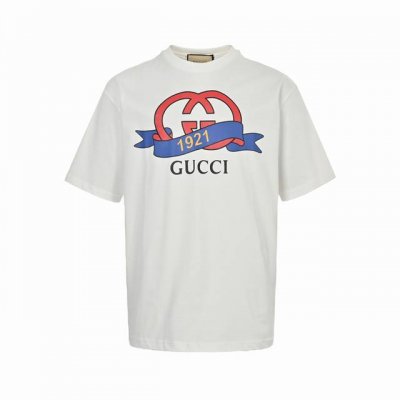 Gucci 古驰 23Ss 1921字母Logo印花短袖 新款1921字母Logot恤，定制定染高克重原版面料，双纱纯棉面料，1-1工艺制作，宽松Oversiz