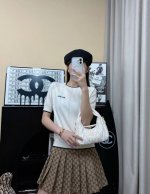 m家 早春新款 圆领针织短袖 颜色：白色 粉色 宝蓝色 尺码：36.38.40