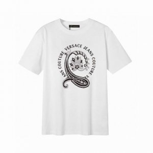 Versace 范思哲字母短袖T恤,简单的设计看起来特别大方！版型剪裁特别有讲究！上身很洋气显瘦内搭外穿都看高密针织圆领设计，平整简约！亲肤透爽！T恤面料的柔软