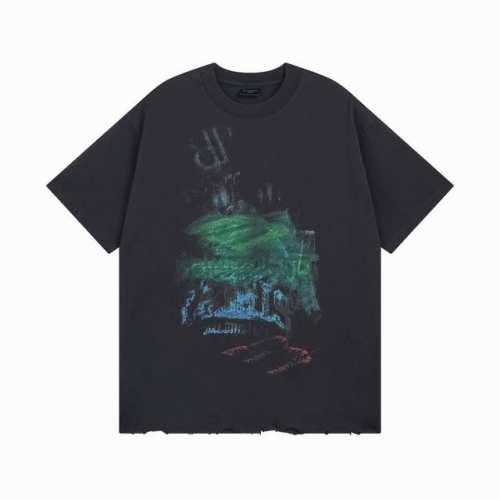 Balenciaga 巴黎世家2025 Ss 前后模糊图案直喷洗水磨烂破坏做旧下摆手工打磨短袖T恤 本市场No.1的质量 真正天花板品质 全部原版开发注意细节图