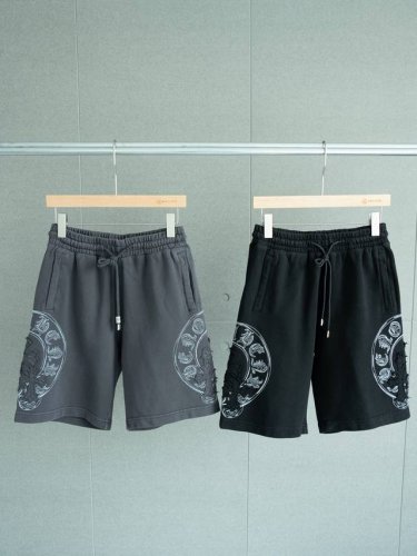 Chrome Hearts 克罗心 25S S 重工素描刺绣贴布十字架棉质短裤五分裤 货号：181 颜色：灰色 黑色 尺码：M L Xl Xxl 尺寸推荐：M码