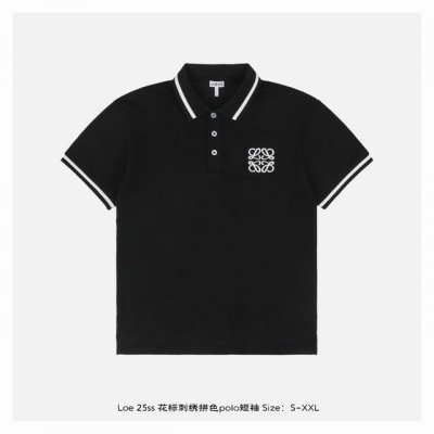 loewe 罗意威 25Ss 花标刺绣拼色Polo短袖 面料采用 克重精梳棉，定制32支1*1螺纹，成衣两遍水洗处理，面料舒适亲肤无异感，定制定染面料，纺织密度
