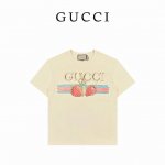 本地自取170 gucci 古驰 24Ss经典字母Logo草莓印花T恤 2024早春系列高克重短袖 选用客供定制针织100%纯棉面打造,面料手感细腻，厚实有质感