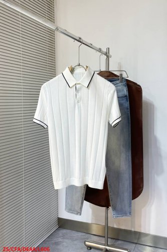 L606 Zs杰尼亚 2025Ss早春新品男士条纹提花针织短袖，质地保暖，触感又柔软细腻、但型态又笔挺有型！细节、奢华极致 完美演绎高品质品相。客供定制原版五金